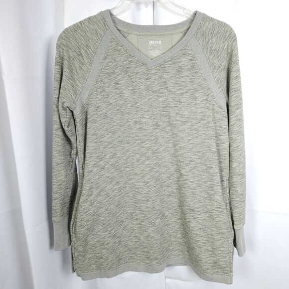 Duluth Trading Womens Medium Gray Ooh-La-Loop V Neck French Terry Tunic Pockets - Picture 1 of 6